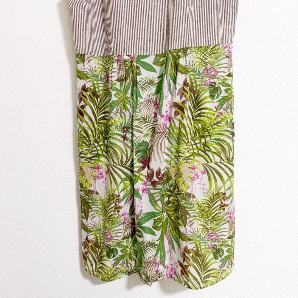 J. Jill Striped Tropical Floral Linen Cotton Tank Dress - Picture 5 of 13